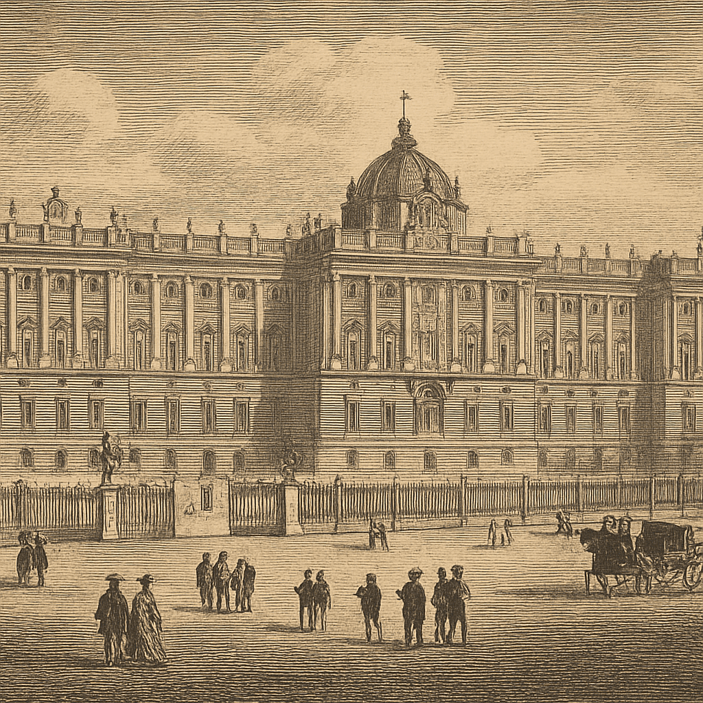 Historical depiction of the Royal Palace of Madrid
