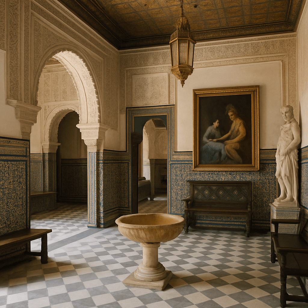 The historical furnishings within the Casa de Pilatos