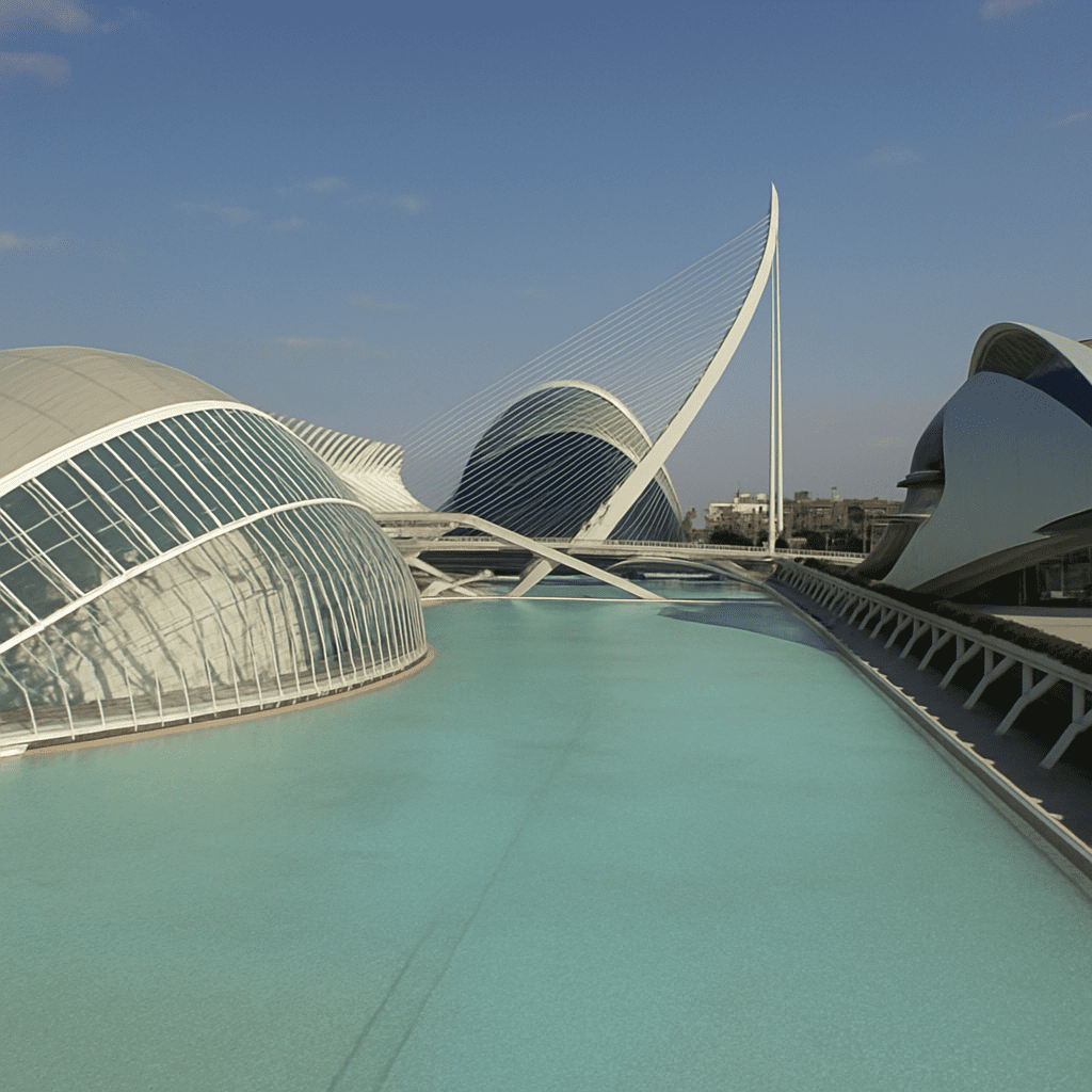 Panoramic view of the City of Arts and Sciences in Valencia