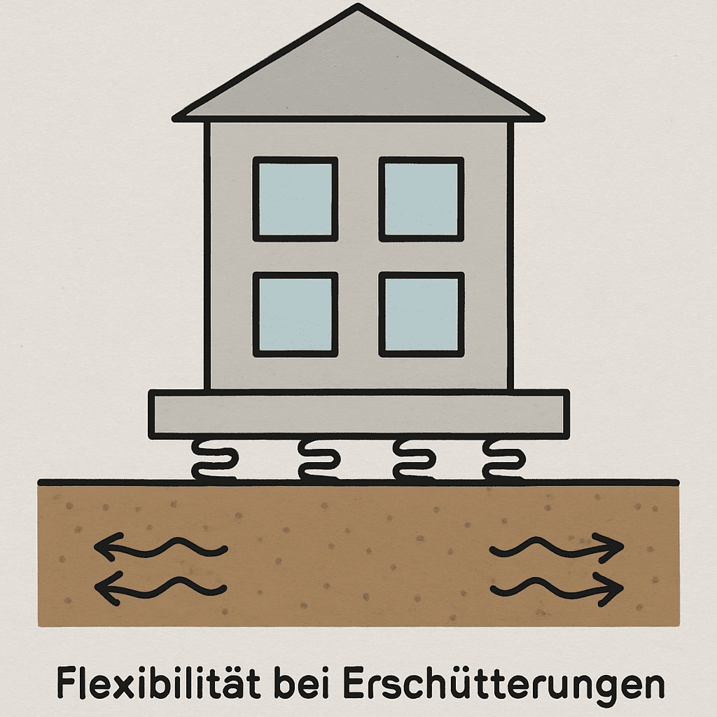 A schematic representation of a foundation showing flexibility during vibrations (simplified).