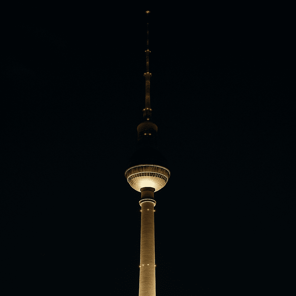 Der Fernsehturm Berlin nachts beleuchtet