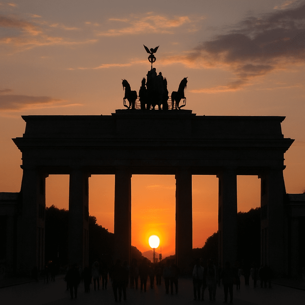 The Brandenburg Gate at sunset