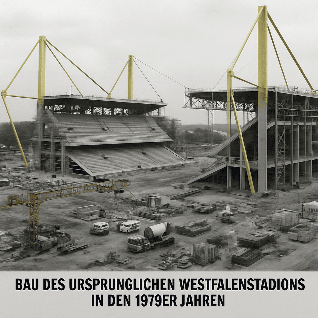 Bau des ursprünglichen Westfalenstadions in den 1970er Jahren