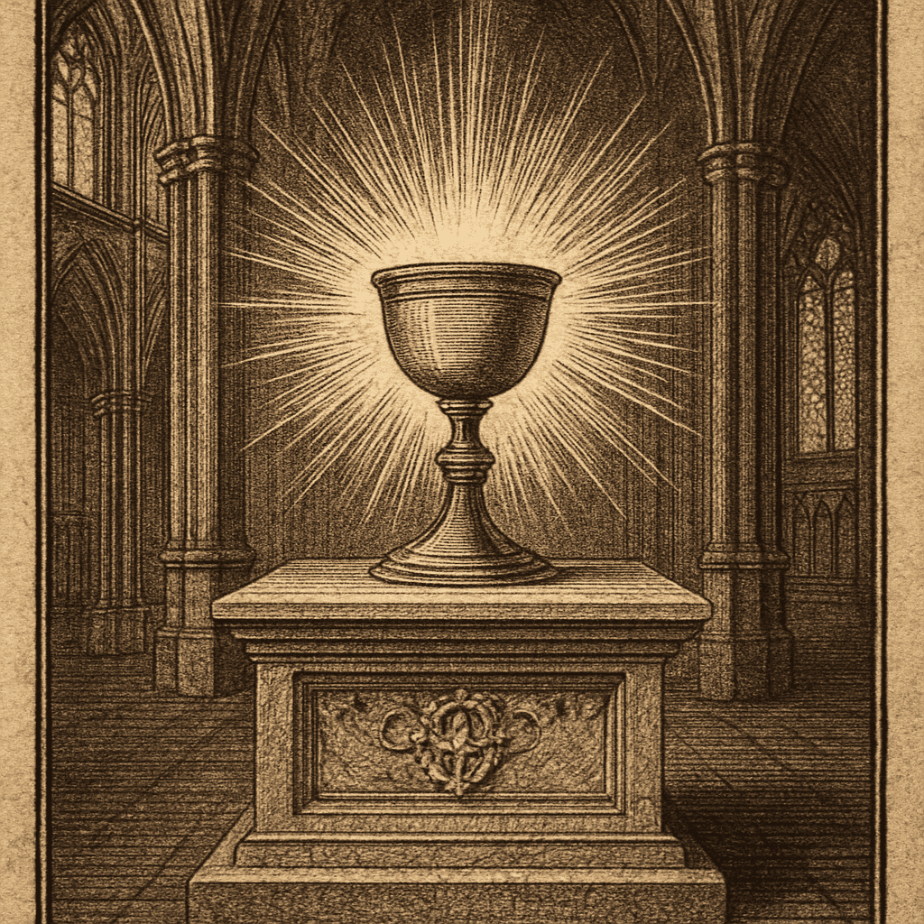 Historical Depiction of the Holy Grail in a Cathedral