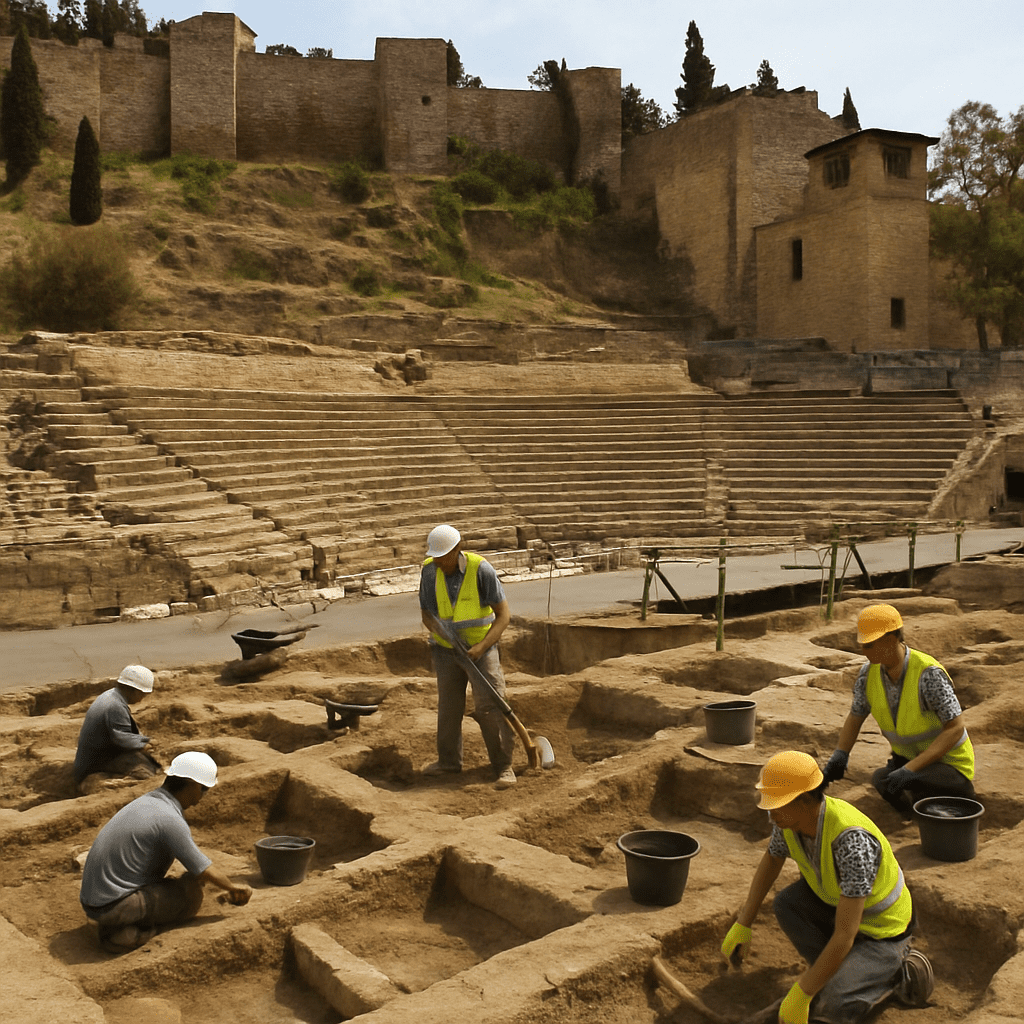 Ancient excavations at the Roman Theatre of Malaga