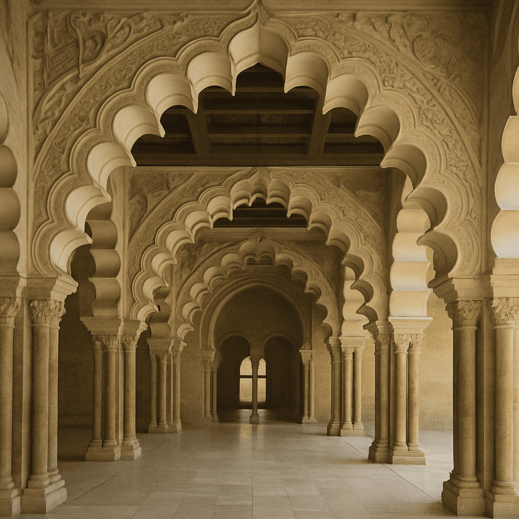 Innere islamische Architektur des Aljafería-Palastes