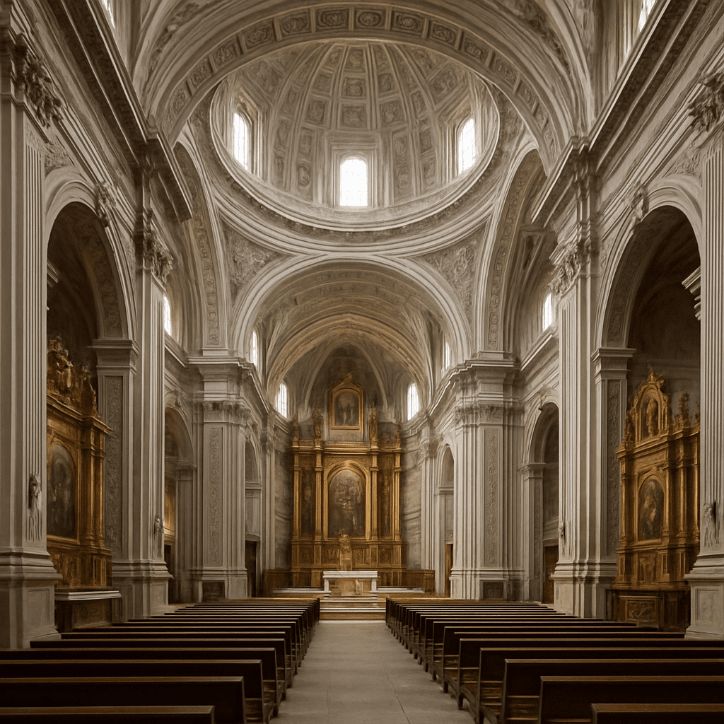 Interior of the basilica Santa Engracia, which has been rebuilt today.