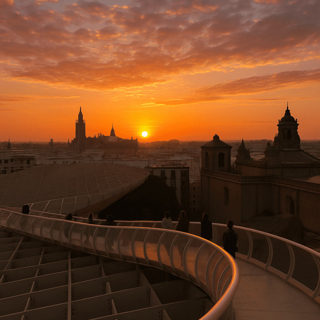 Breathtaking sunset from the Metropol Parasol viewing platform