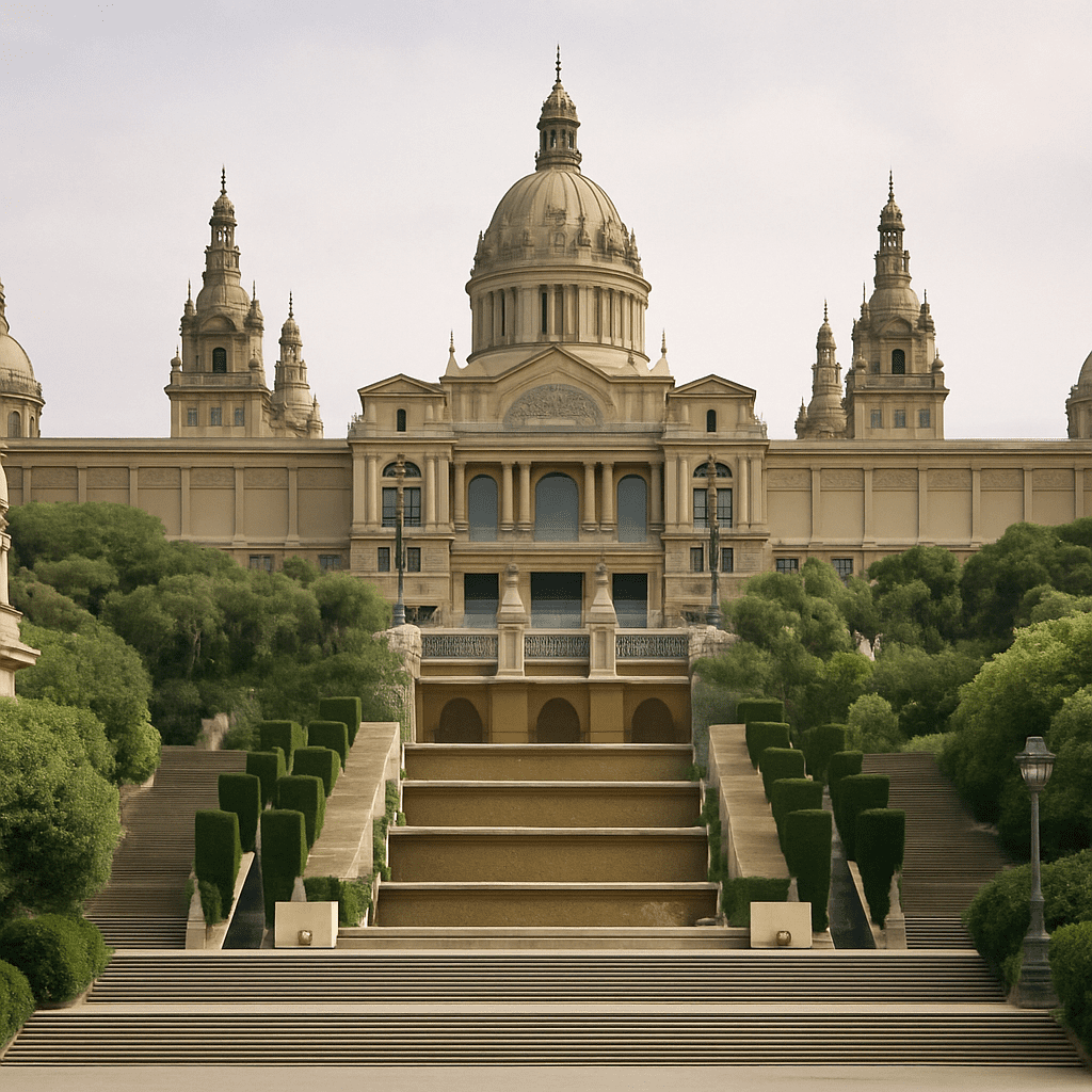 View of the National Art Museum of Catalonia (MNAC) and Montjuïc Hill