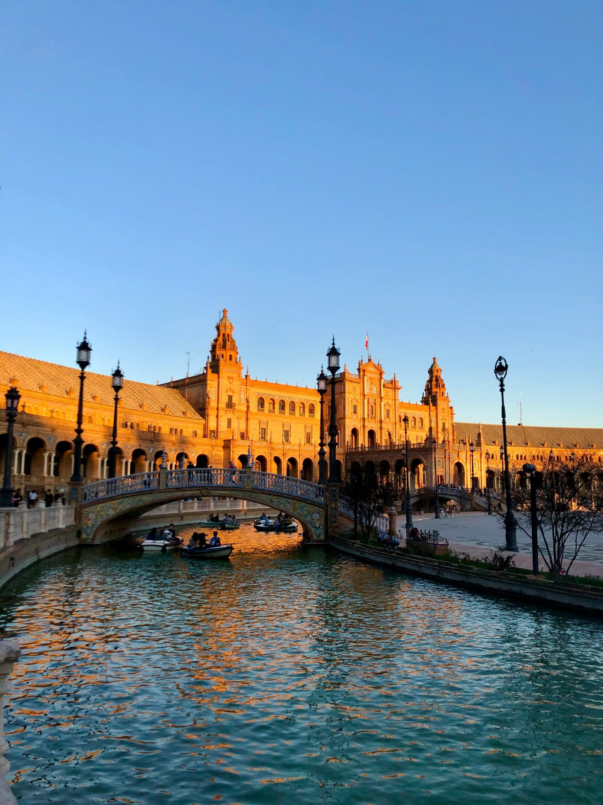 View of the Plaza de España at sunset