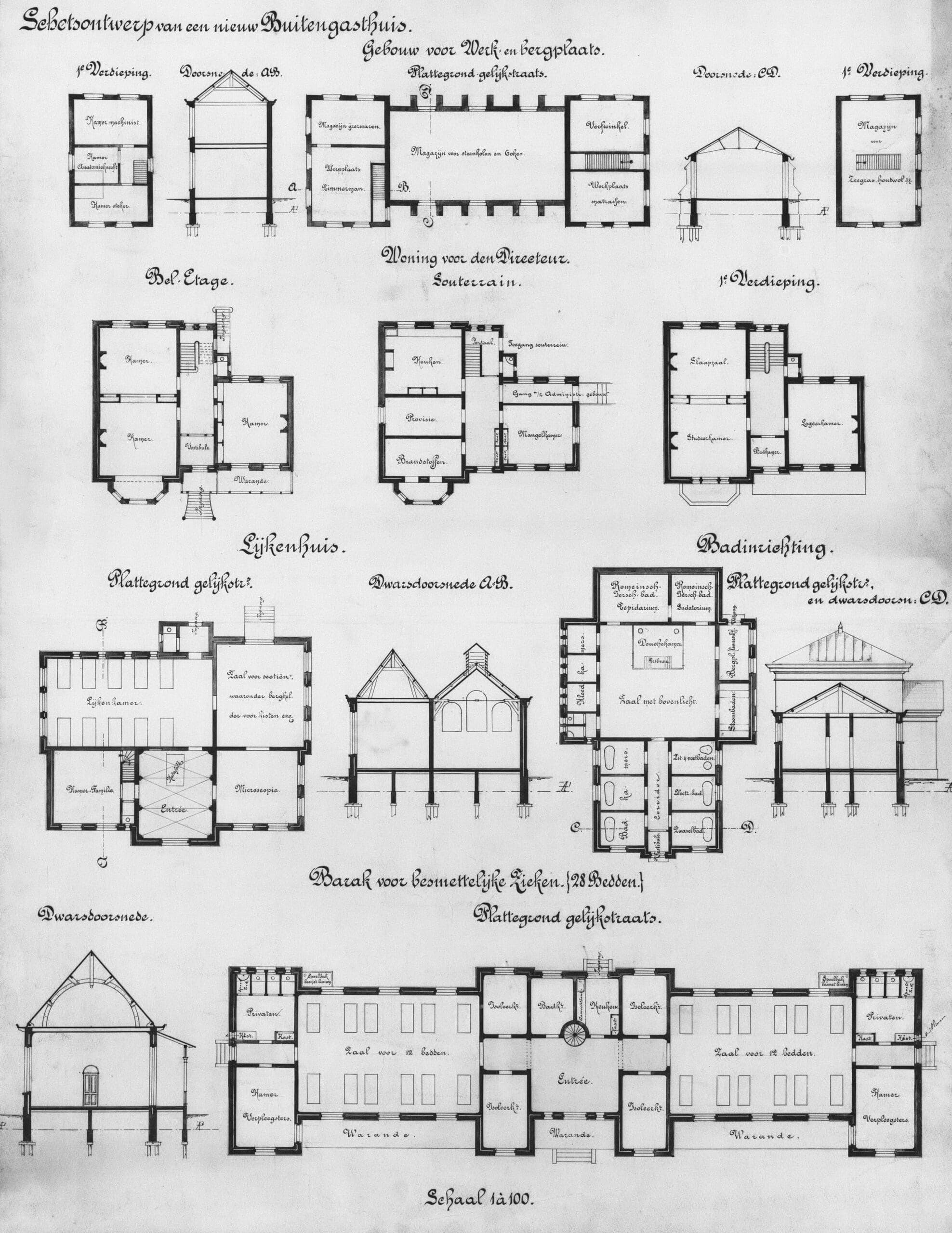 Historical drawing of the original stock exchange, which became an archive