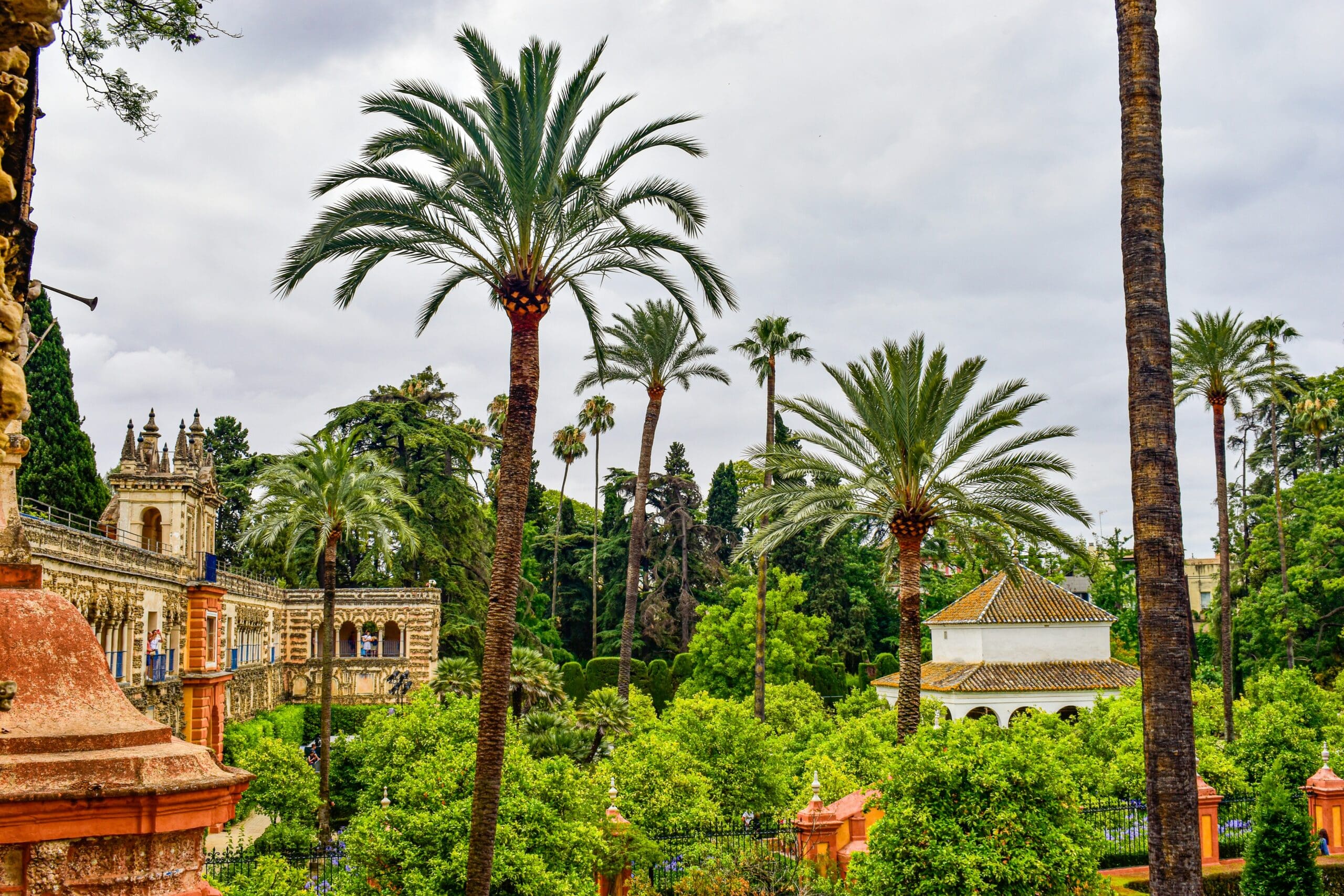 Maria Luisa Park in Seville with blooming landscape
