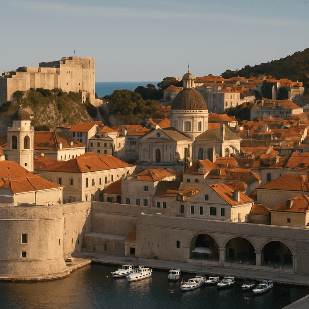 Panorama of Dubrovnik's Old Town with Fort Lovrjenac in the background