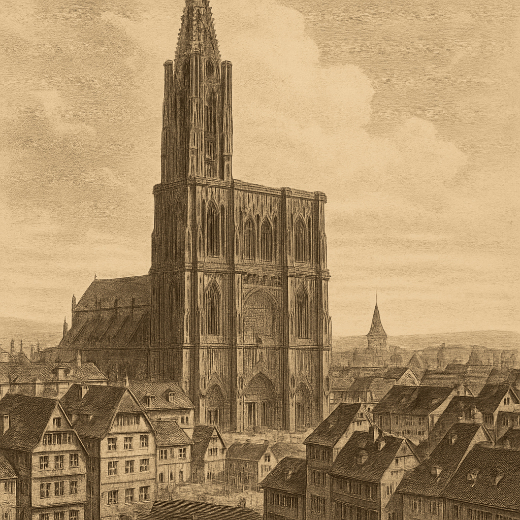 Historic view of Strasbourg Cathedral