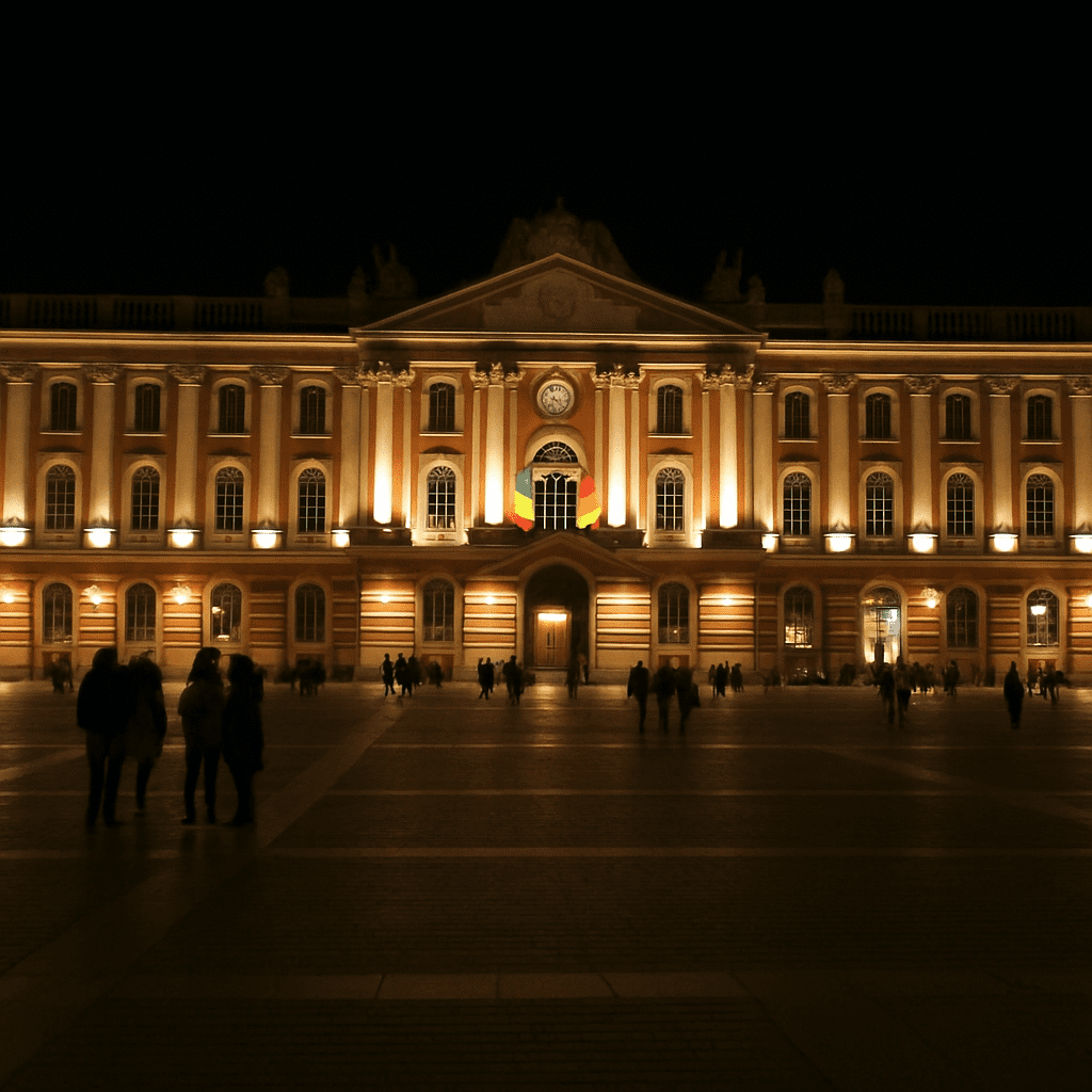 View of the Place du Capitole in Toulouse at night