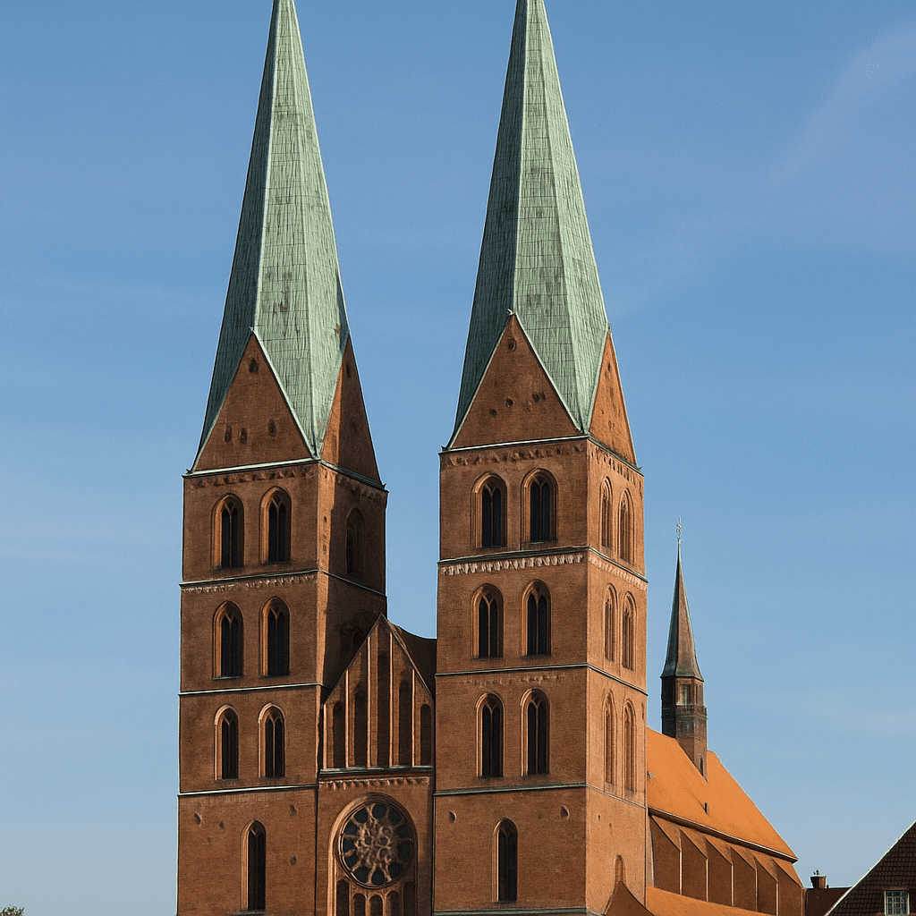 The impressive towers of St. Mary's Church in Lübeck