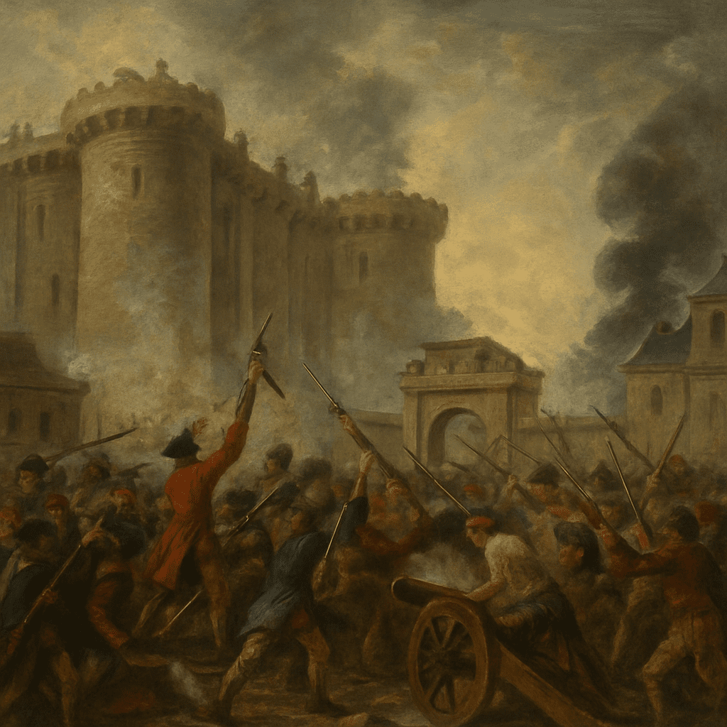 Painting of the Storming of the Bastille on July 14, 1789