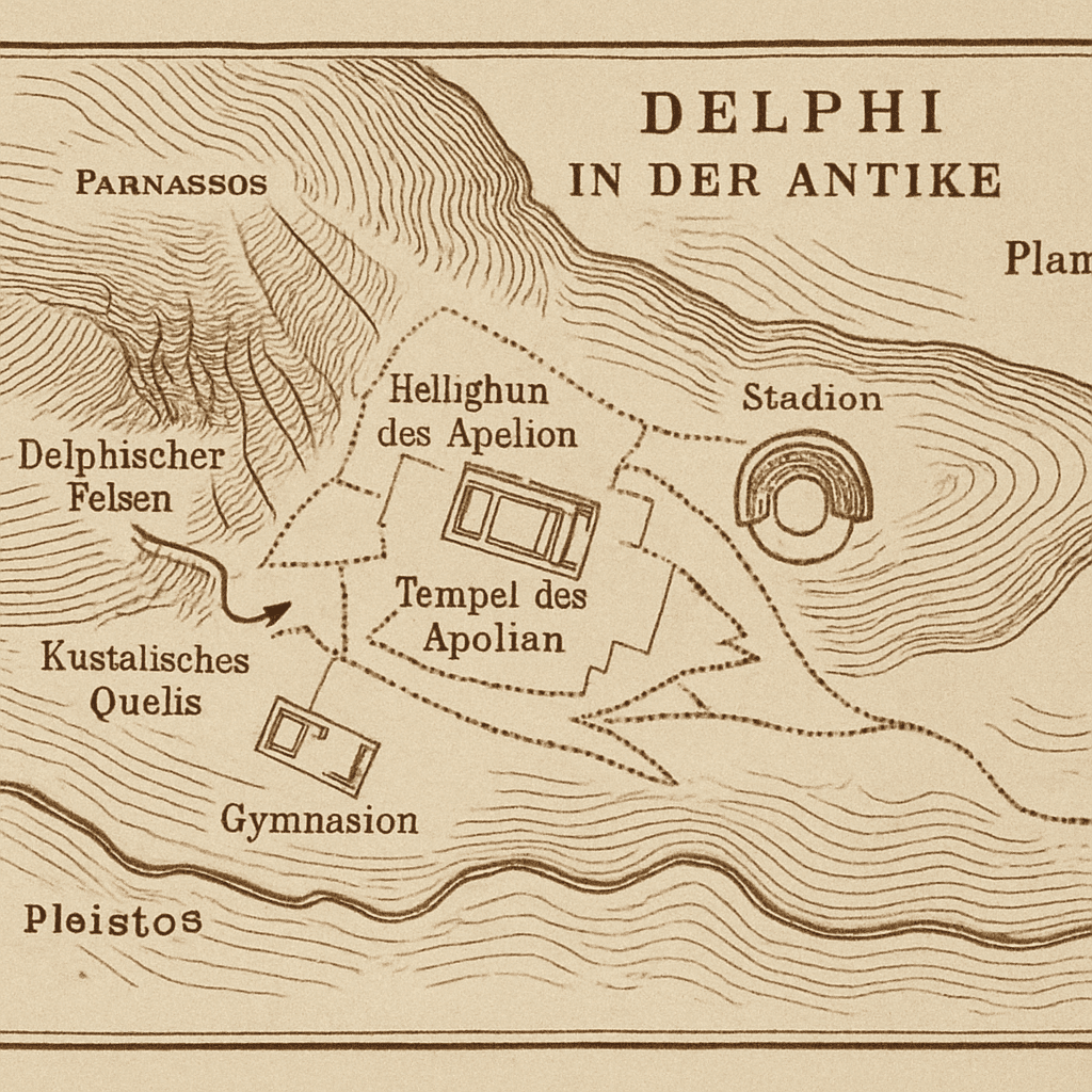 Kartenansicht von Delphi in der Antike