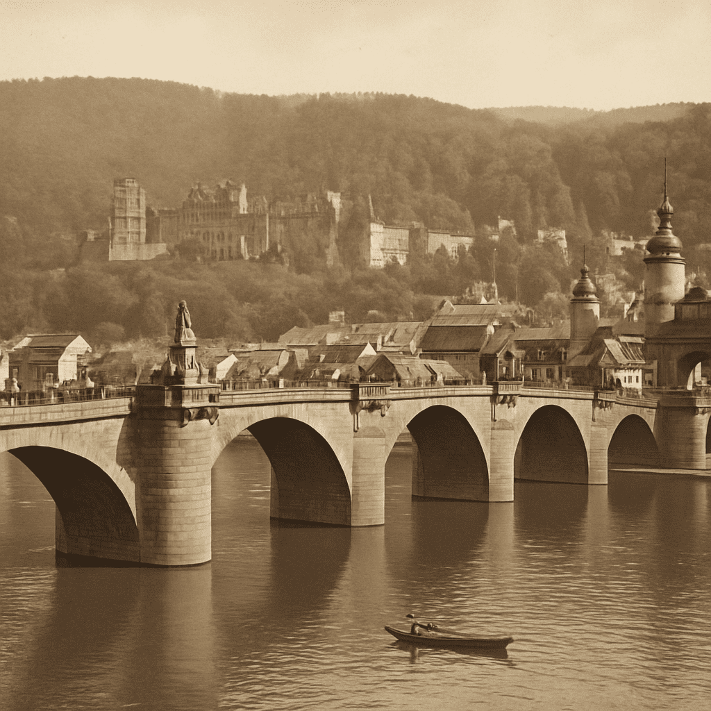 Historic image of the Old Bridge in Heidelberg