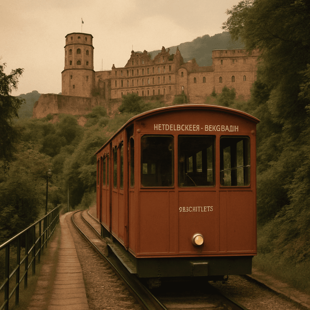 Die historische Heidelberger Bergbahn auf dem Weg zum Schloss