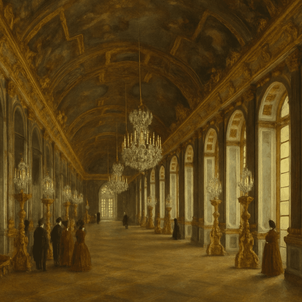 Painting of the Hall of Mirrors at the Palace of Versailles