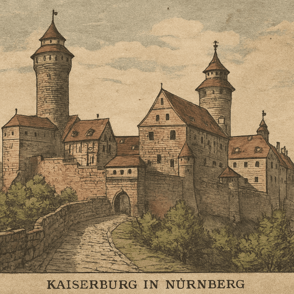 Historische Darstellung der Kaiserburg in Nürnberg