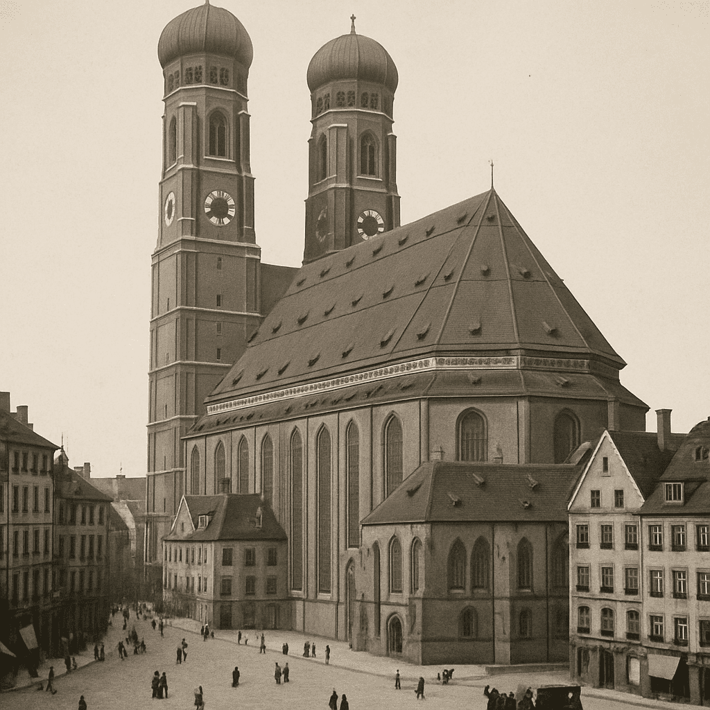 Historic picture of the Frauenkirche in Munich
