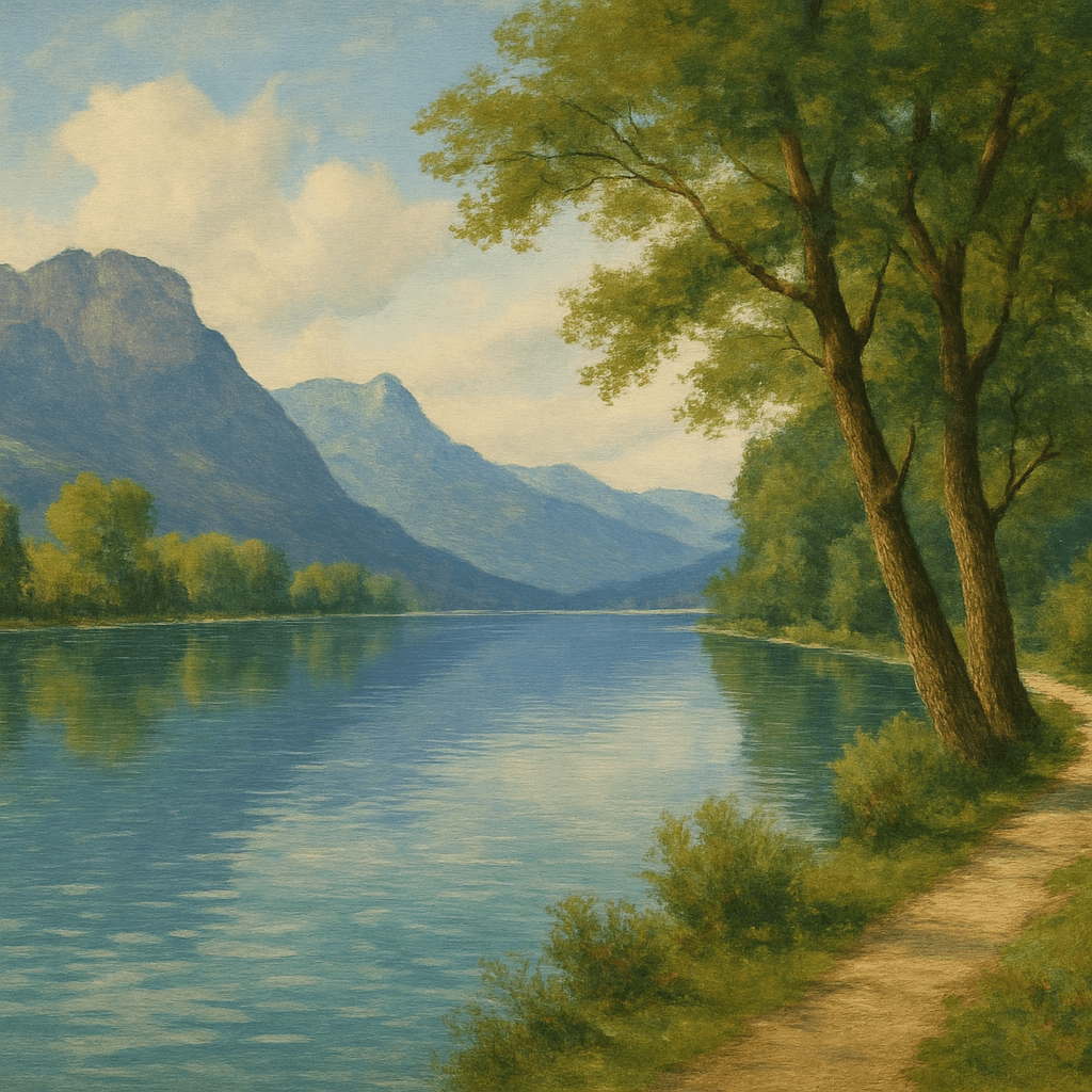 Picturesque lakeside landscape of Lake Annecy