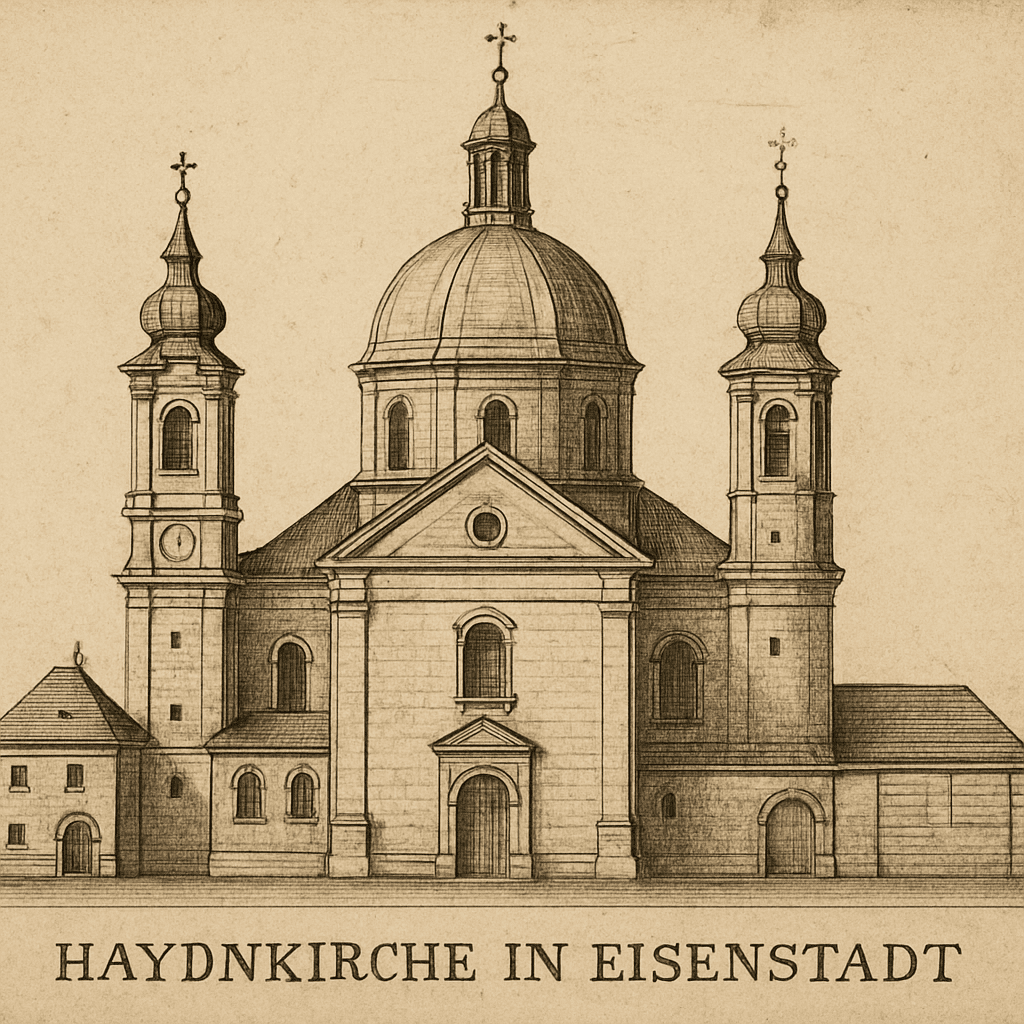 Old drawing or plan of the Haydnkirche in Eisenstadt