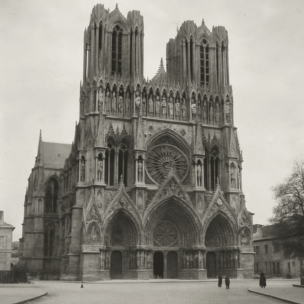 Historisches Foto der Kathedrale Notre-Dame in Reims