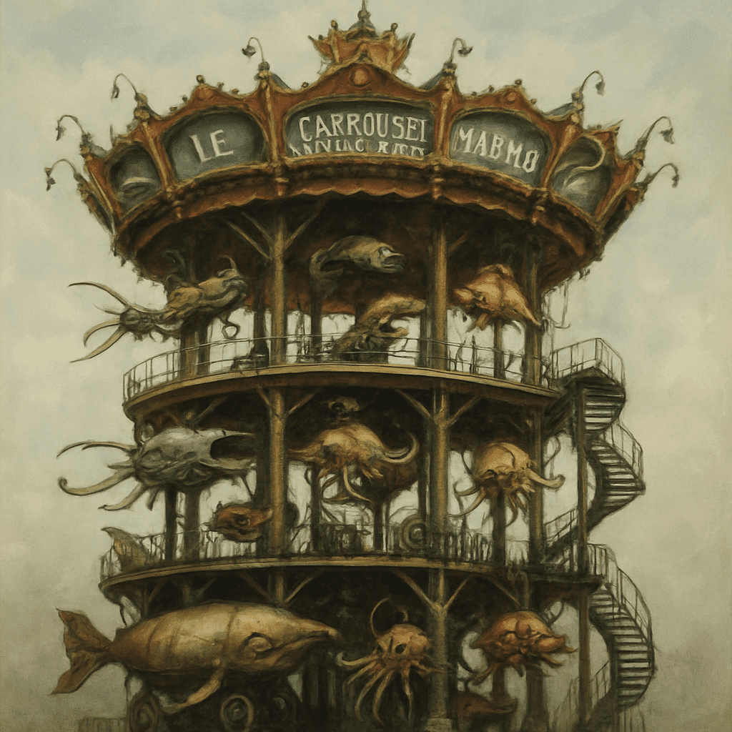 The three-story Moon Carousel of the Sea with mechanical sea creatures