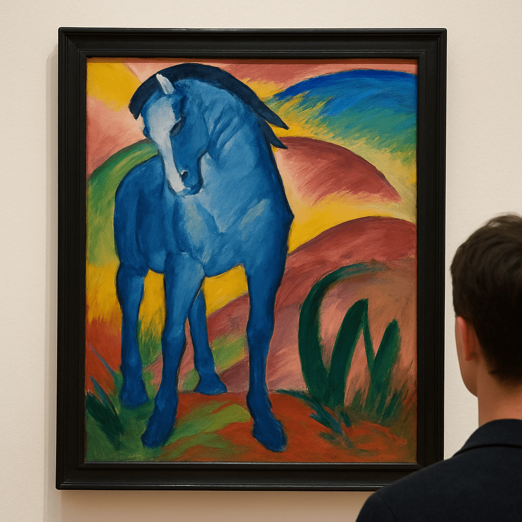 Ein ikonisches expressionistisches Gemälde von Franz Marc in der Ausstellung