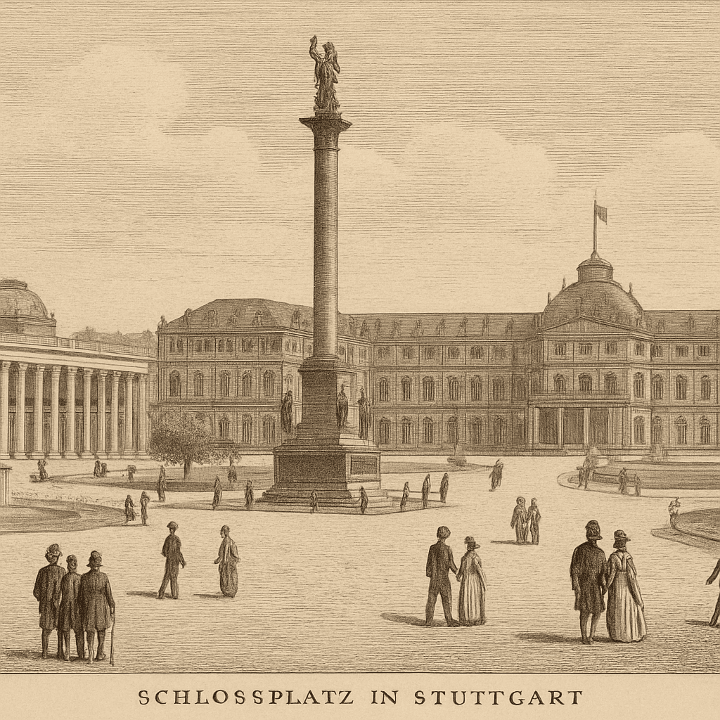 Historic view of Schlossplatz in Stuttgart