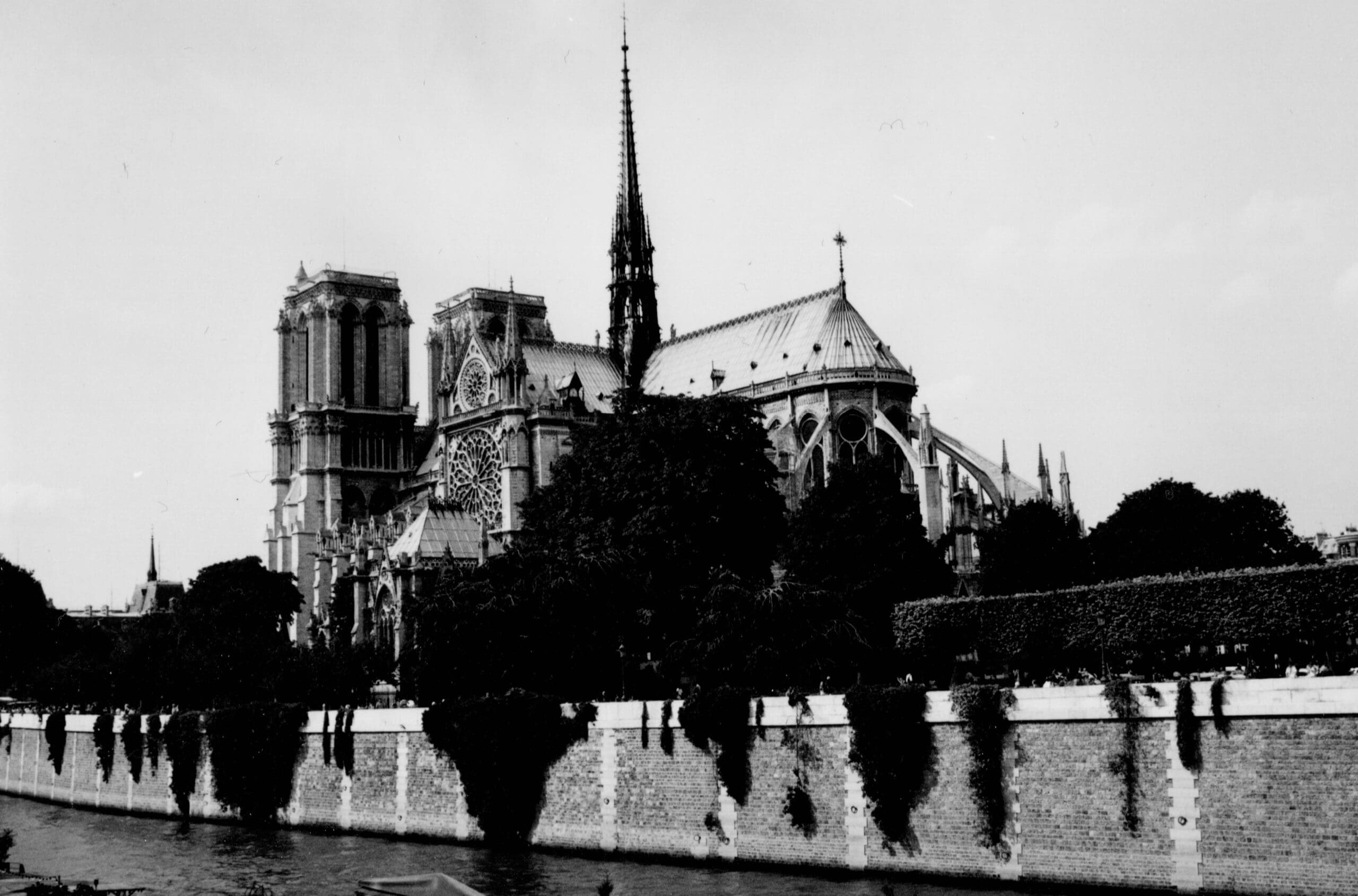 Historic image of the Basilica of Notre-Dame de Fourvière during construction