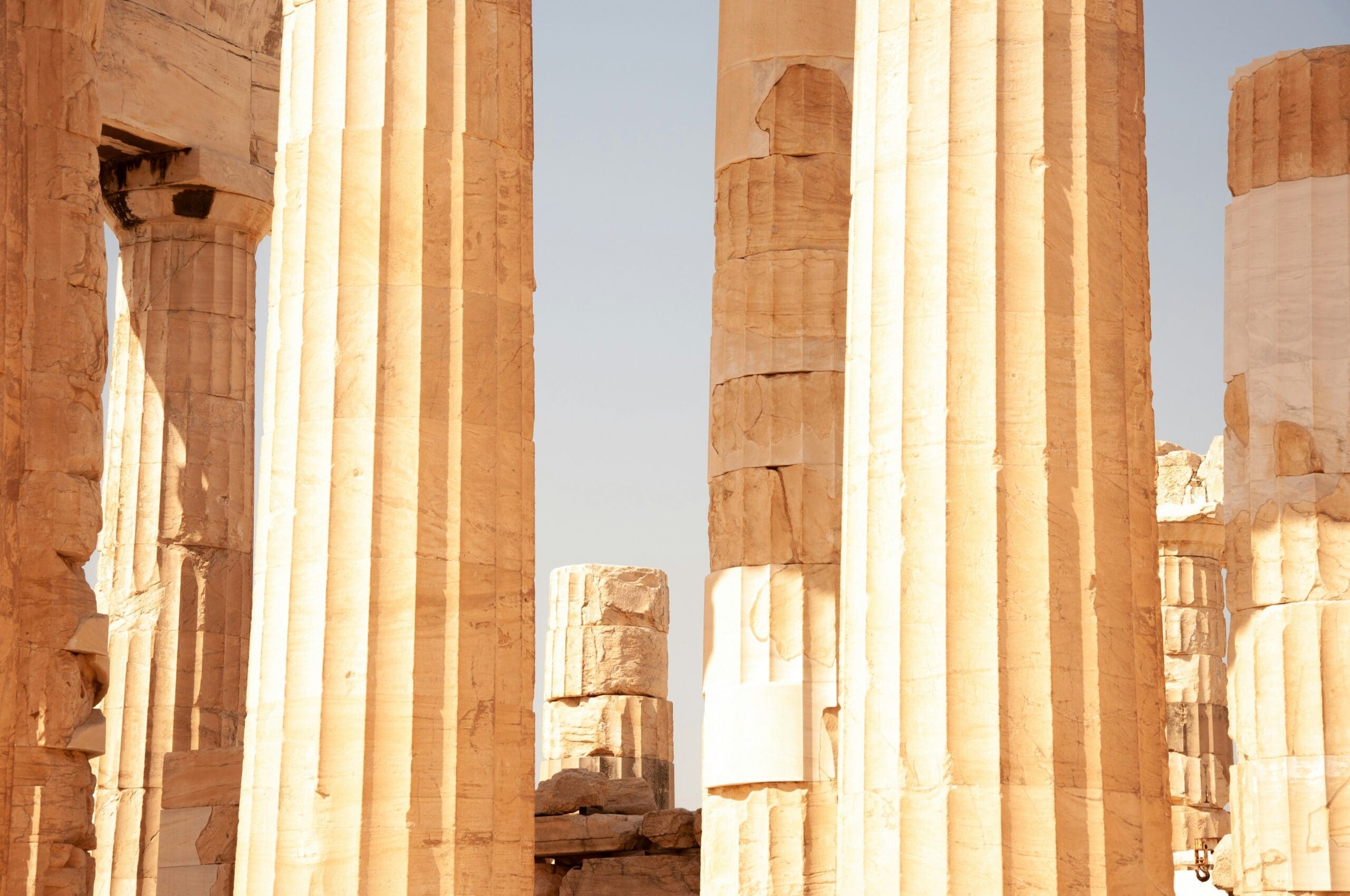 Close-up of the Doric columns of the Parthenon