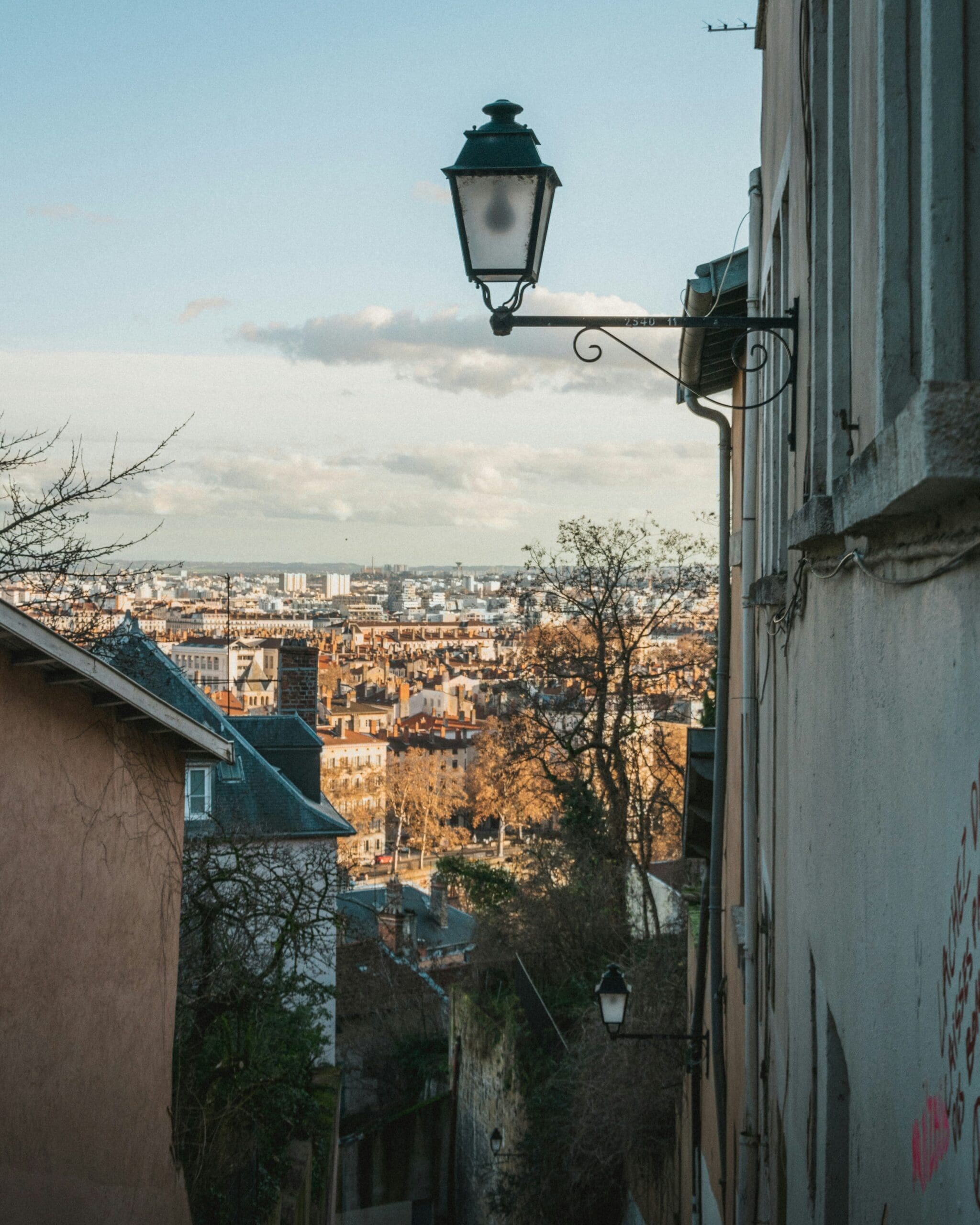 A cobbled alley in Vieux Lyon, surrounded by historic buildings