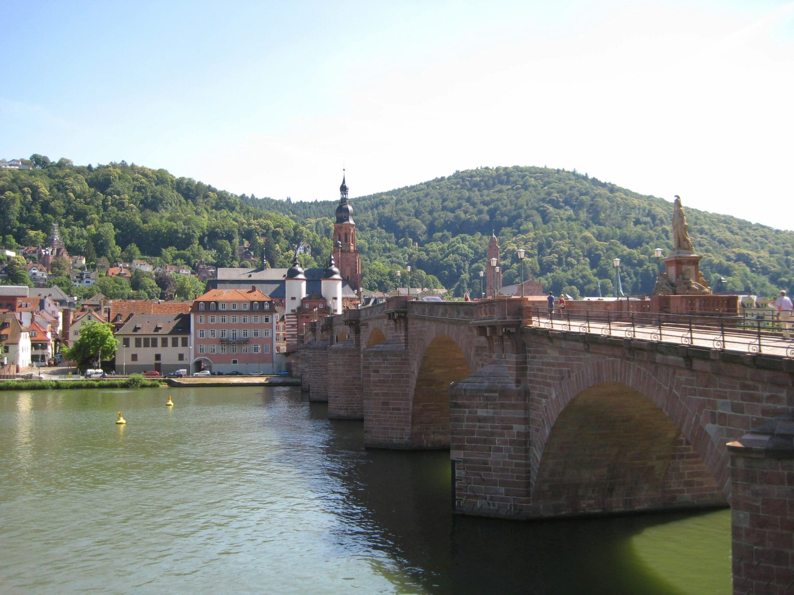 Tourists on the Old Bridge in Heidelberg