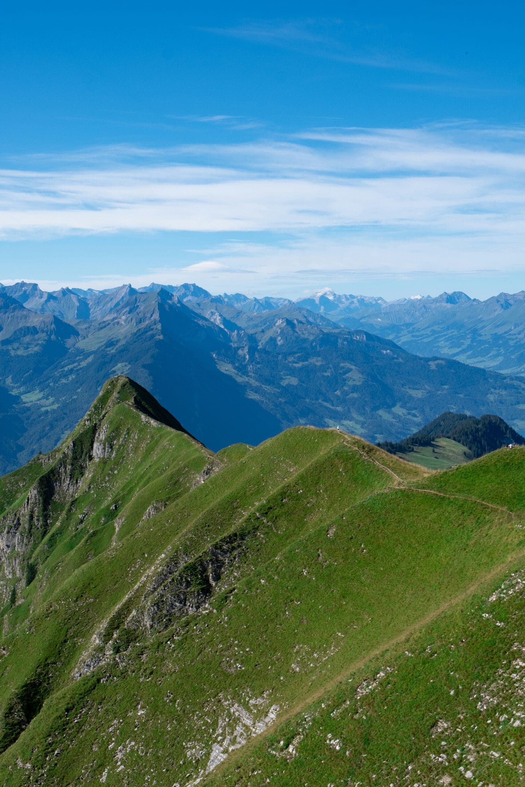 Snowy mountains with a blue sky in the background