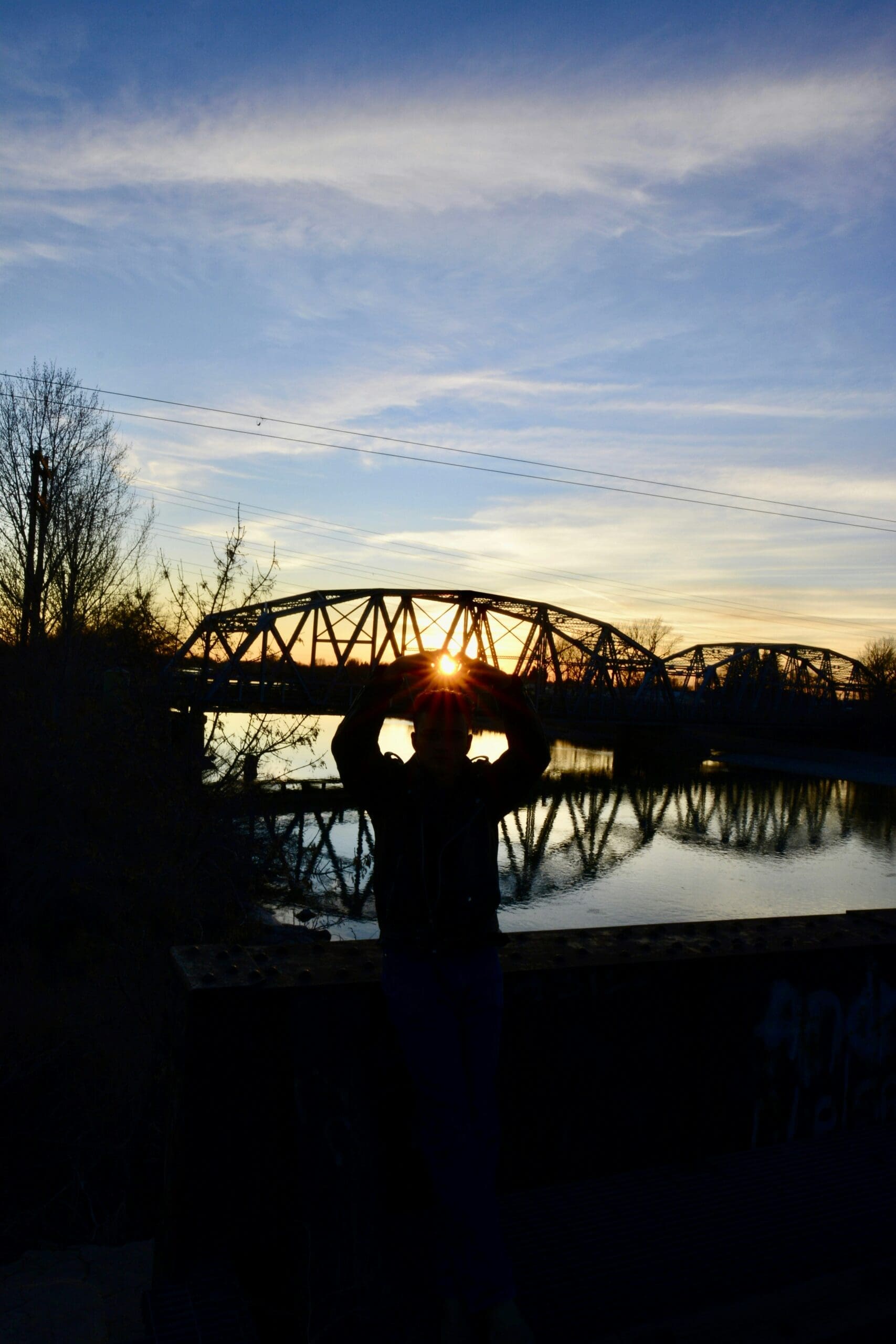 Sunset on the Old Bridge with artists and visitors